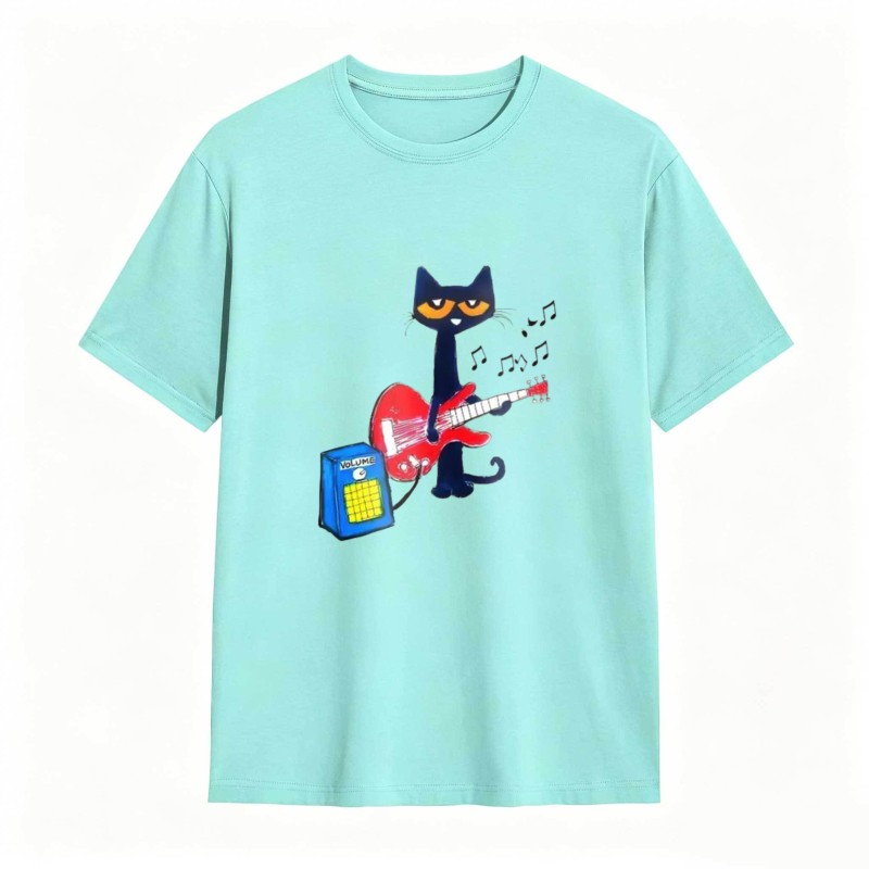 Pete the Cat Playing Guitar Funny Graphic Tee