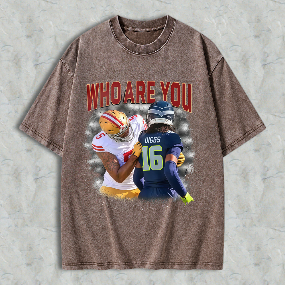 Who Are You Number 16 Football Player Graphic Washed T-shirt