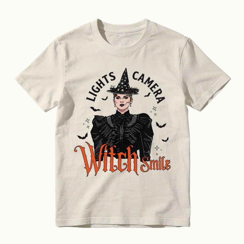 Lights, Camera, Witch Smile! Premium Spooky Season Graphic T-shirt