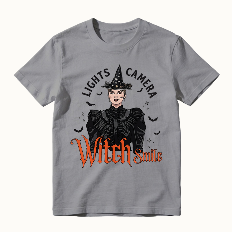 Lights, Camera, Witch Smile! Premium Spooky Season Graphic T-shirt