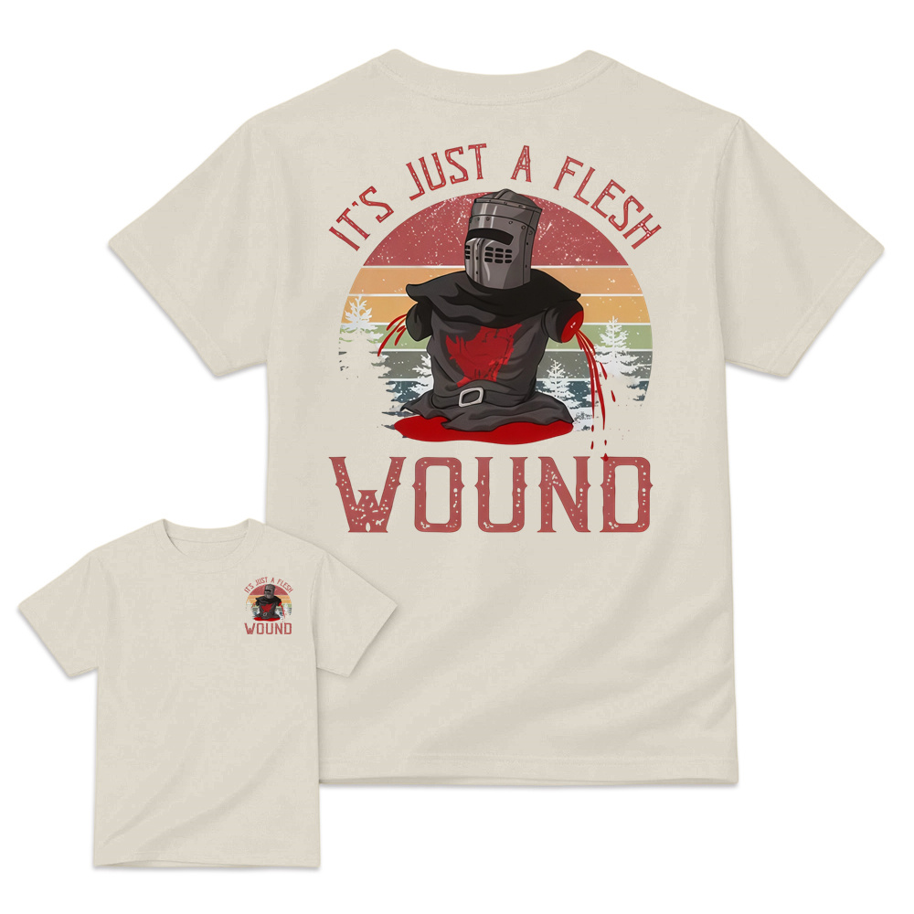 It's just a flesh wound Graphic Shirt, Black Knight Quote Tee, Monty Python and the Holy Grail Movie Shirt, Funny British Comedy Shirt, Retro Cult Film Fan Gift, Unisex Graphic T-Shirt