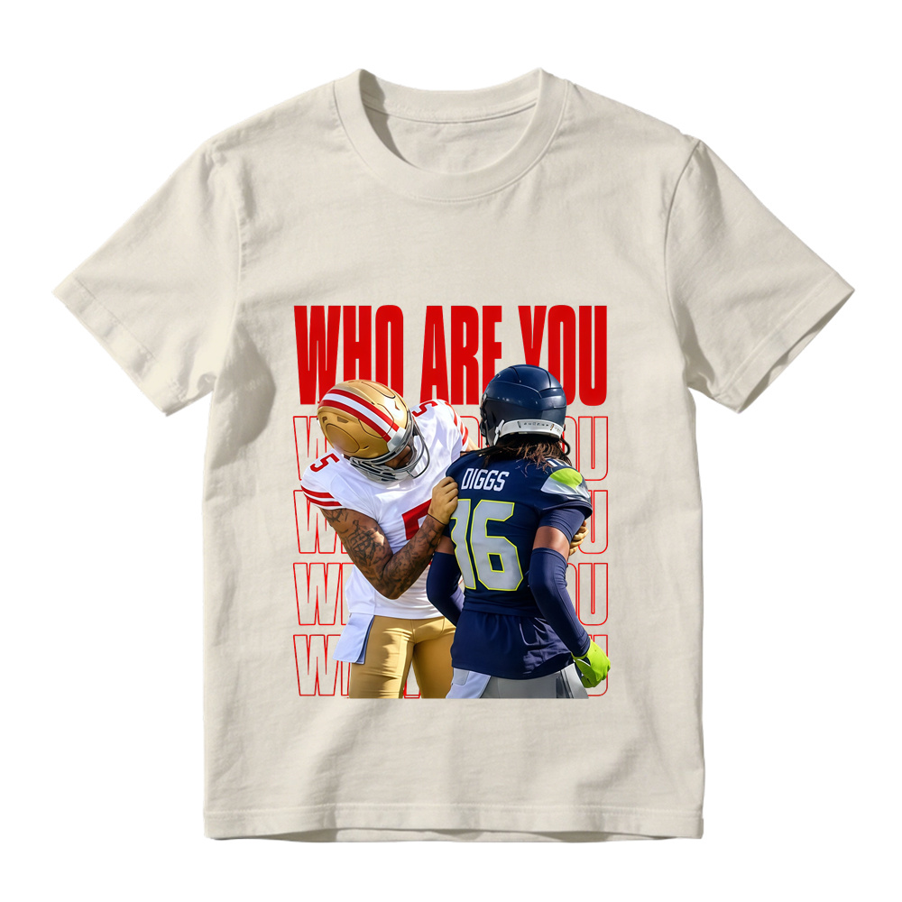 Who Are You Graphic Shirt, Football Rivalry Print Tee, Funny Game Day T-Shirt, Red Lettering Unisex Sports Fan Gift, Casual Top