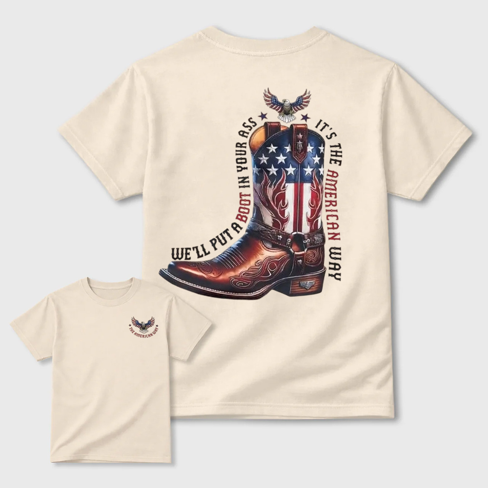 American Flag Cowboy Boots Eagle T-Shirt