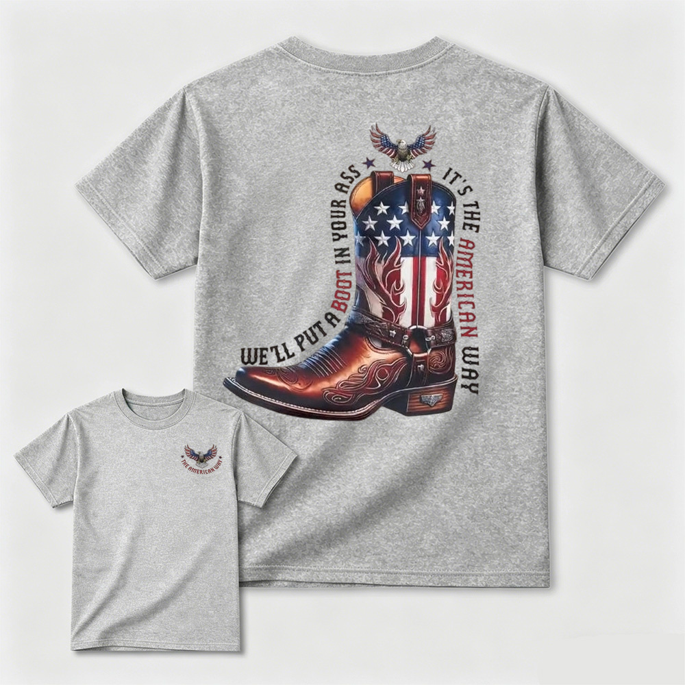 American Flag Cowboy Boots Eagle T-Shirt