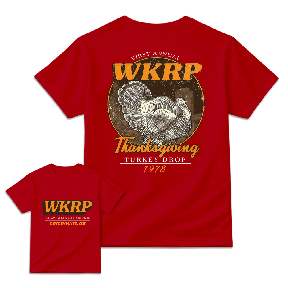 First Annual Wkrp Turkey Drop Two Sides T-shirt, Thanksgiving Wkrp  Vintage Tee, Graphic Streetwear Tee