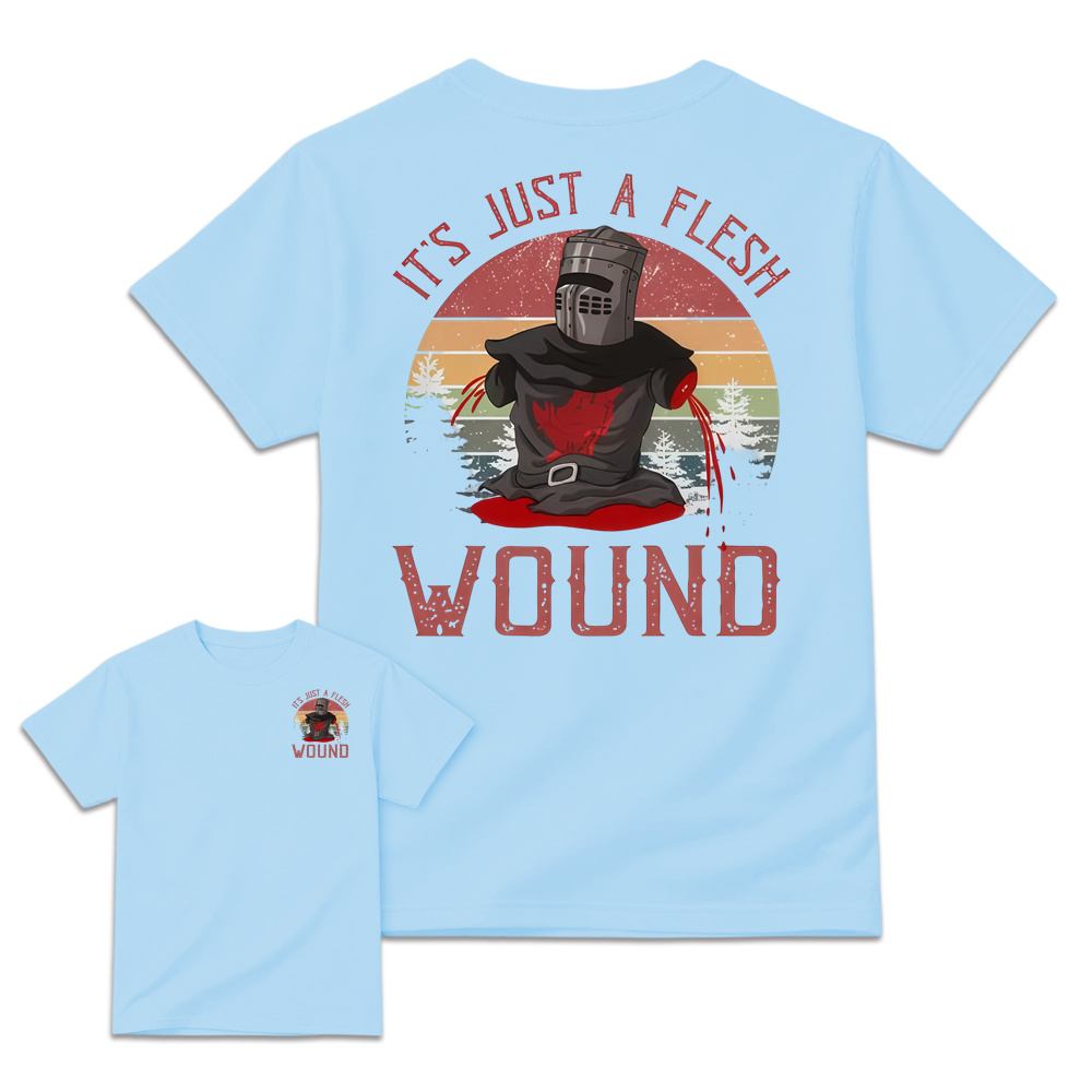 It's just a flesh wound Graphic Shirt, Black Knight Quote Tee, Monty Python and the Holy Grail Movie Shirt, Funny British Comedy Shirt, Retro Cult Film Fan Gift, Unisex Graphic T-Shirt
