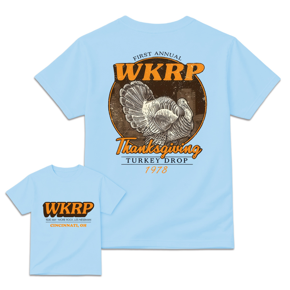 First Annual Wkrp Turkey Drop Two Sides T-shirt, Thanksgiving Wkrp  Vintage Tee, Graphic Streetwear Tee