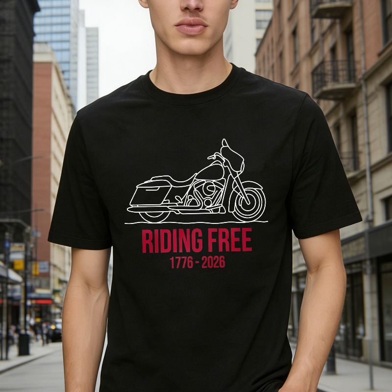 Motorcycle Riding Free 1776 2026 Unisex Classic T-shirt