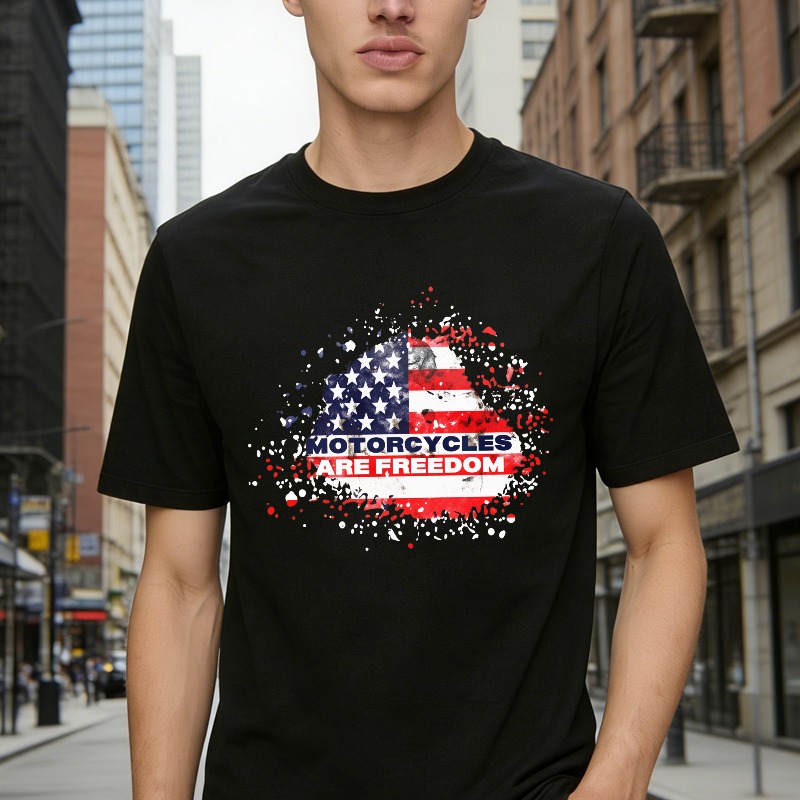 American Flag Motorcycle Freedom Design Unisex Classic T-shirt