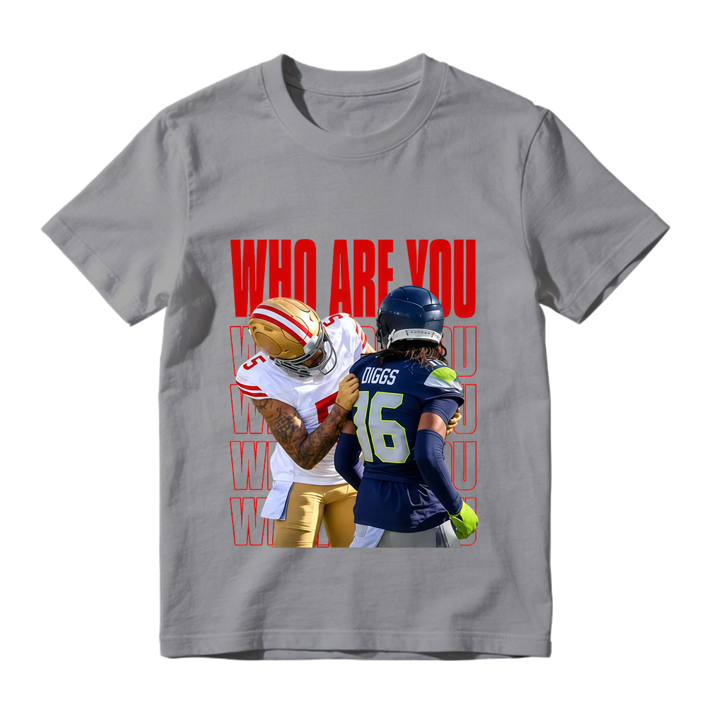 Who Are You Graphic Shirt, Football Rivalry Print Tee, Funny Game Day T-Shirt, Red Lettering Unisex Sports Fan Gift, Casual Top