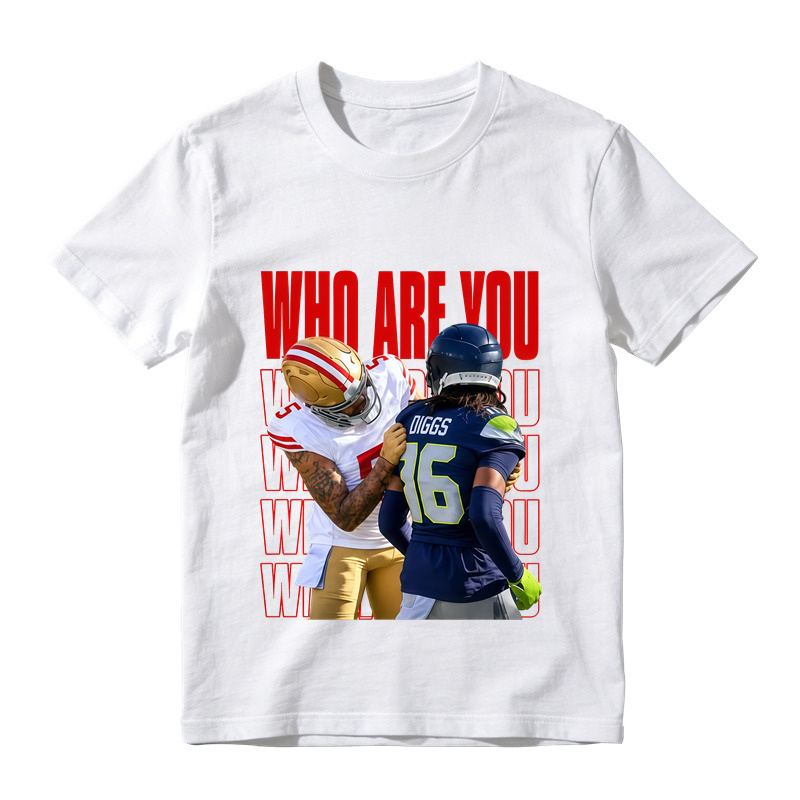 Who Are You Graphic Shirt, Football Rivalry Print Tee, Funny Game Day T-Shirt, Red Lettering Unisex Sports Fan Gift, Casual Top