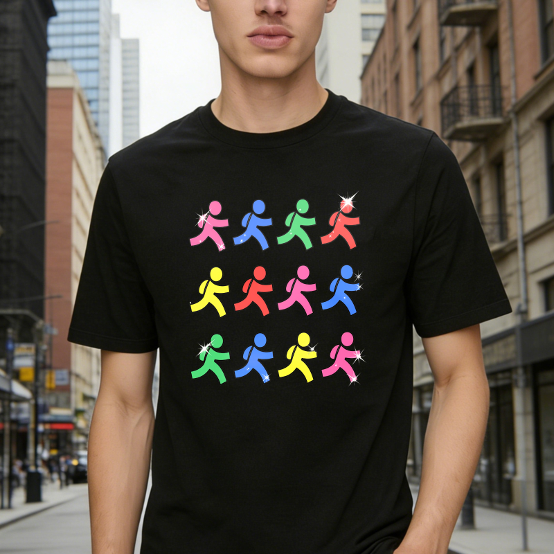 Colorful Running Figures Pattern Unisex Classic T-shirt