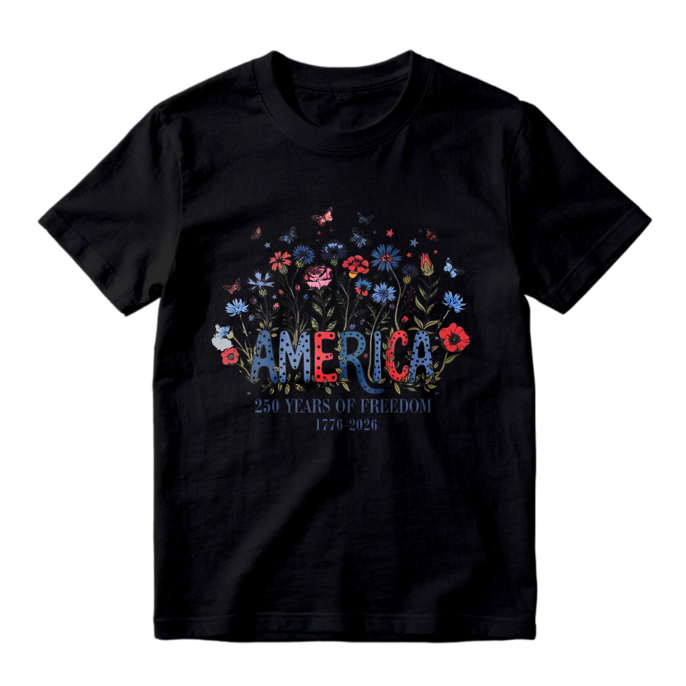 Floral America 250 Years Of Freedom 1776 2026 T-shirt