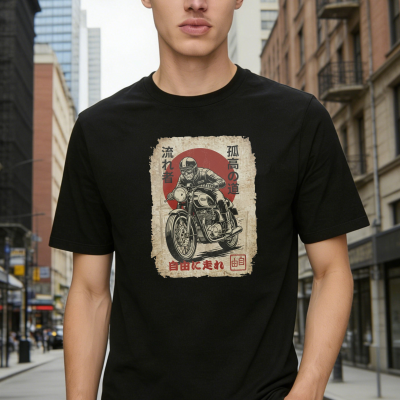 Japanese Motorcycle Rider Vintage Poster Design T-shirt