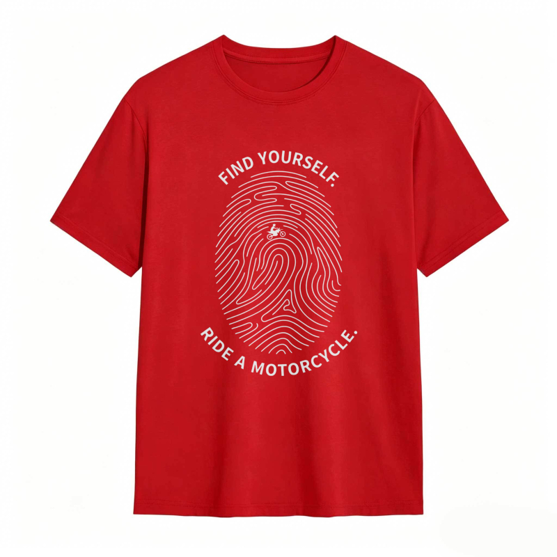 Fingerprint Design With Find Yourself Ride A Motorcycle Text T-shirt