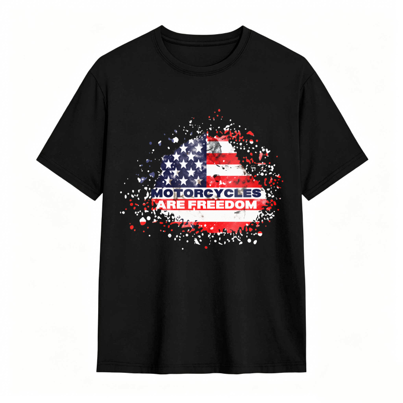 American Flag Motorcycle Freedom Design Unisex Classic T-shirt