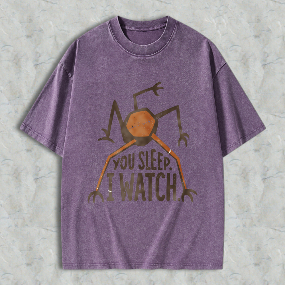 Wardrobecart Spider With Text You Sleep I Watch Unisex Washed T-shirt