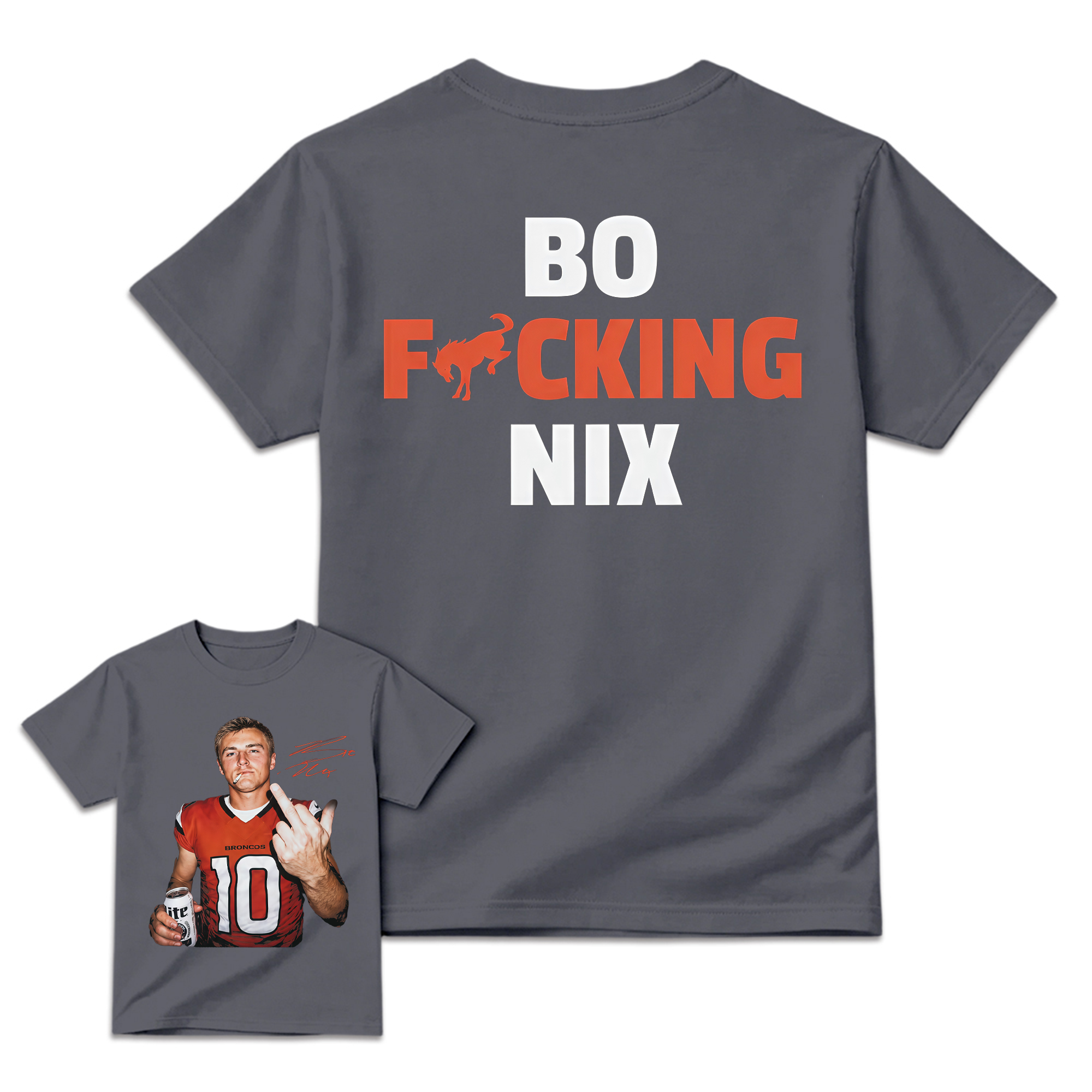 Bo Nix Broncos #10 Graphic Tee , Bold & Edgy Football Fan Apparel