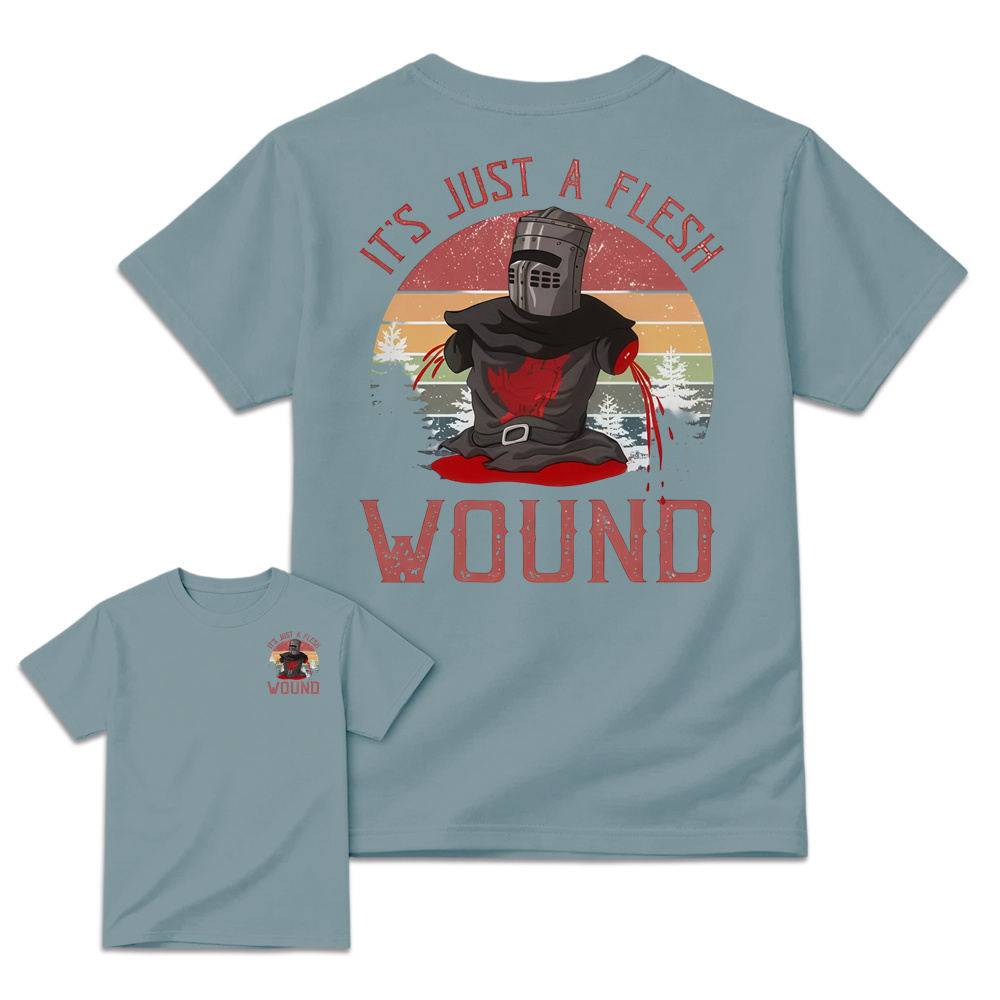 It's just a flesh wound Graphic Shirt, Black Knight Quote Tee, Monty Python and the Holy Grail Movie Shirt, Funny British Comedy Shirt, Retro Cult Film Fan Gift, Unisex Graphic T-Shirt