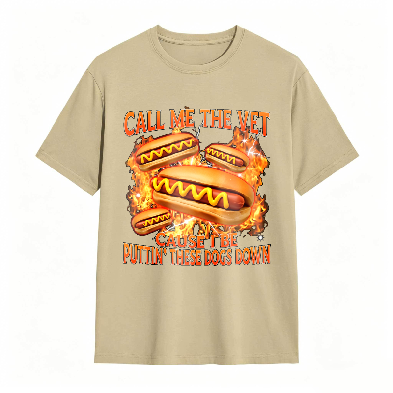 Funny Hot Dog Meme T-shirt With Call Me The Vet Phrase Perfect For Humor Fans