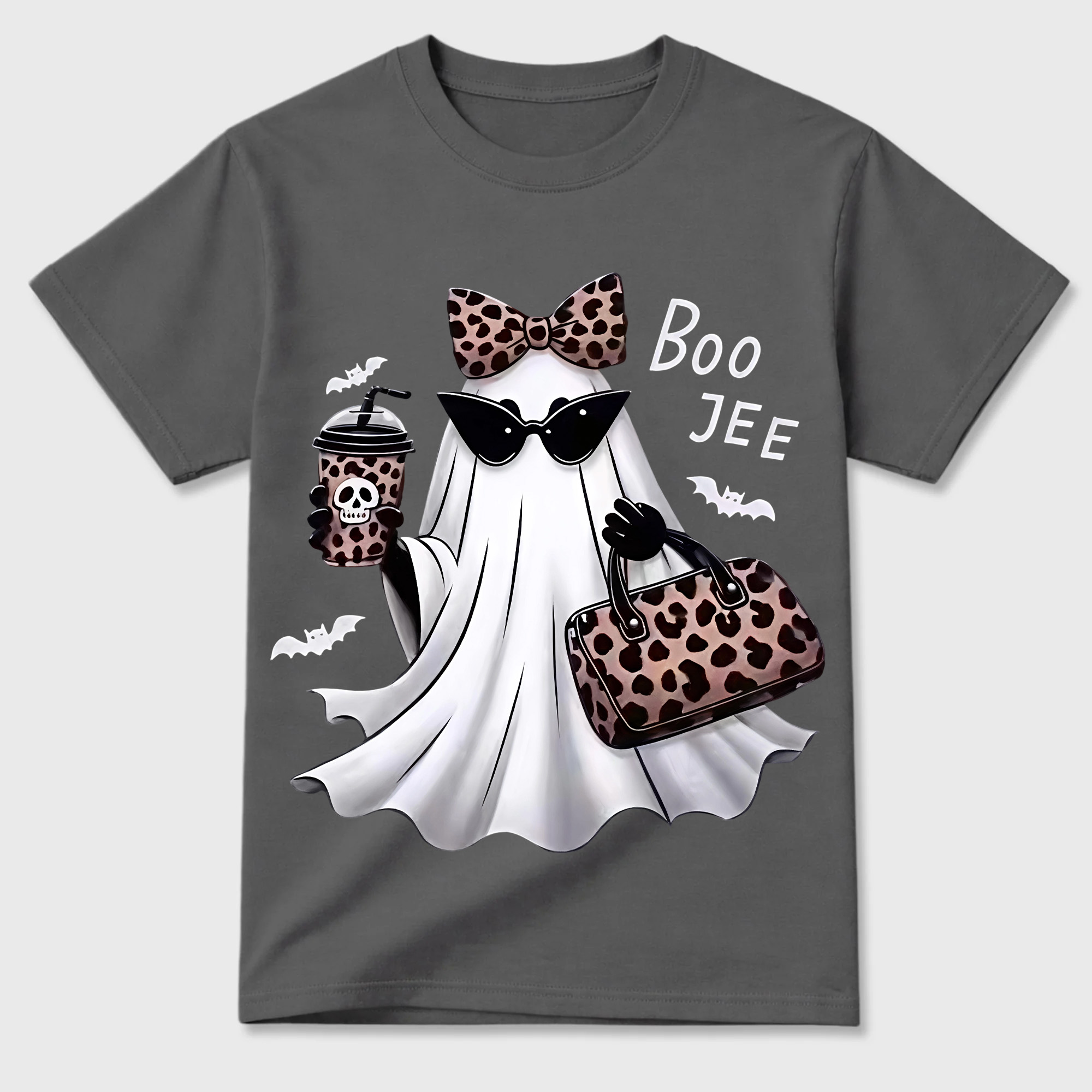 B-J Ghost Shirt Leopard Ghost Tee Ghost Coffee Shirt