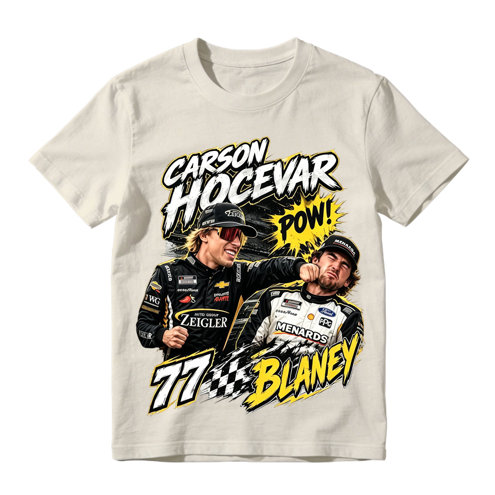 Carson Hocevar vs Ryan Blaney Shirt, Hands Rated E For Everyone T-Shirt, Vintage Bootleg Racing Graphic Tee, NASCAR Fight Apparel, Gift Tee