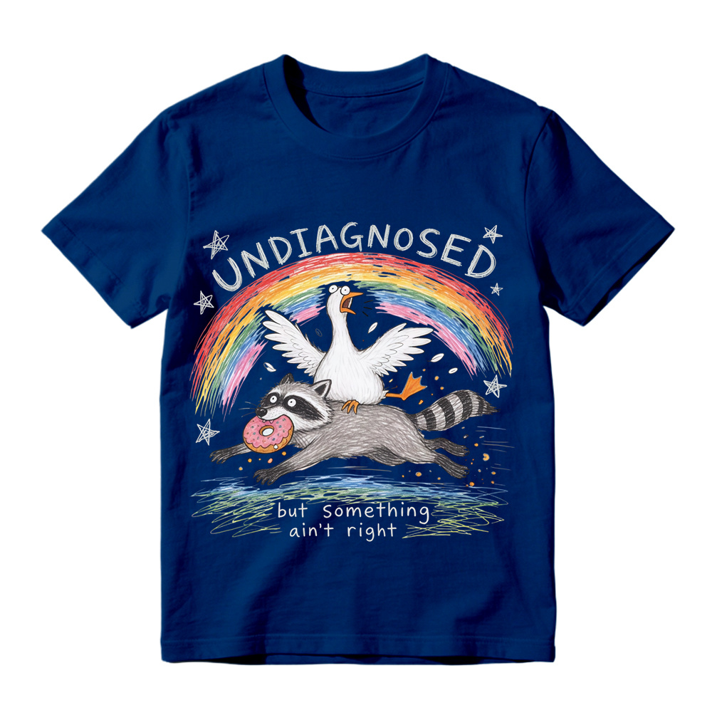 Comfort Colors Undiagnosed But Something Ain't Right TShirt, Funny Goose Riding Raccoon Tee, Silly Goose T-Shirt, Mental Health Humor Gift