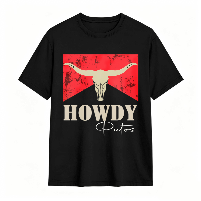 Cow Skull And Howdy Putos Text Design Unisex Classic T-shirt