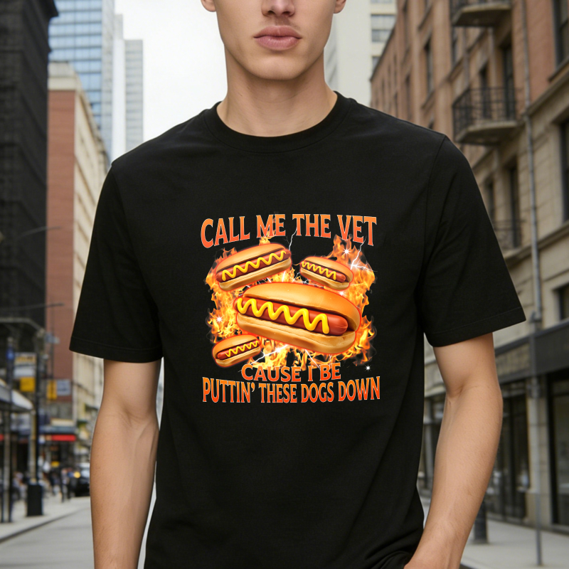 Funny Hot Dog Meme T-shirt With Call Me The Vet Phrase Perfect For Humor Fans