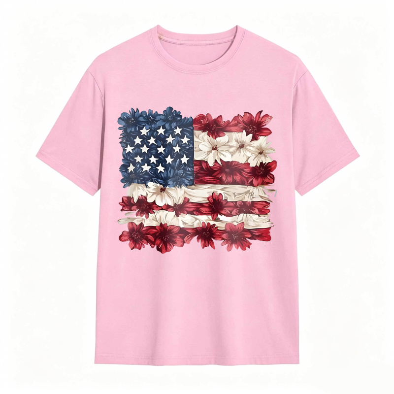 Floral American Flag Design T-shirt
