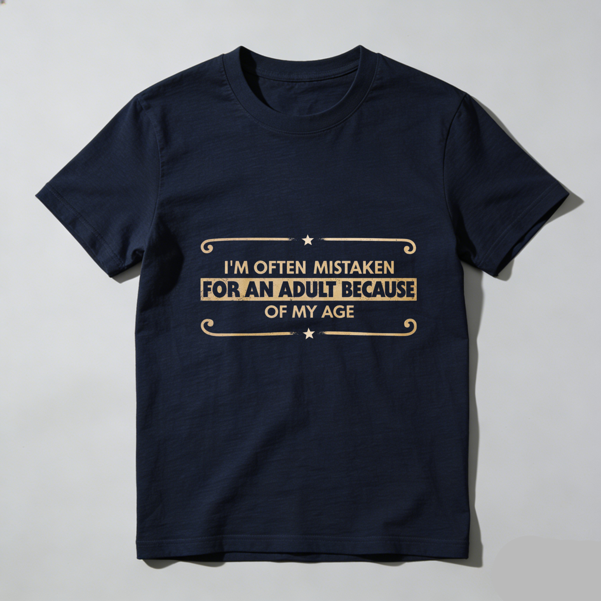 TEECURENTI Am Often Mistaken For An Adult Because Of My Age T Shirt Funny Humorous Statement Black Cotton Tee For Men Women Unisex Gift Idea-TeeCurent