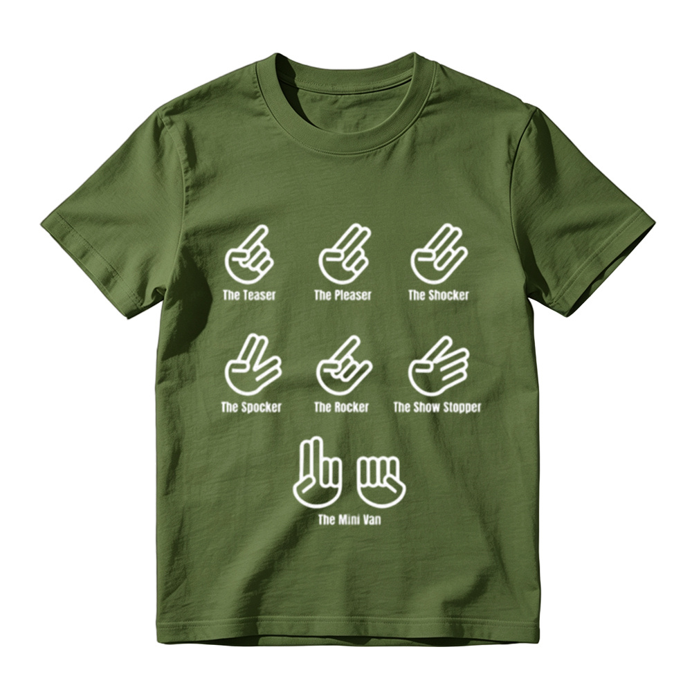 THE SHOCKER, THE SPOCKER, THE MINI VAN Funny hand signals T Shirt, Unisex Cotton 