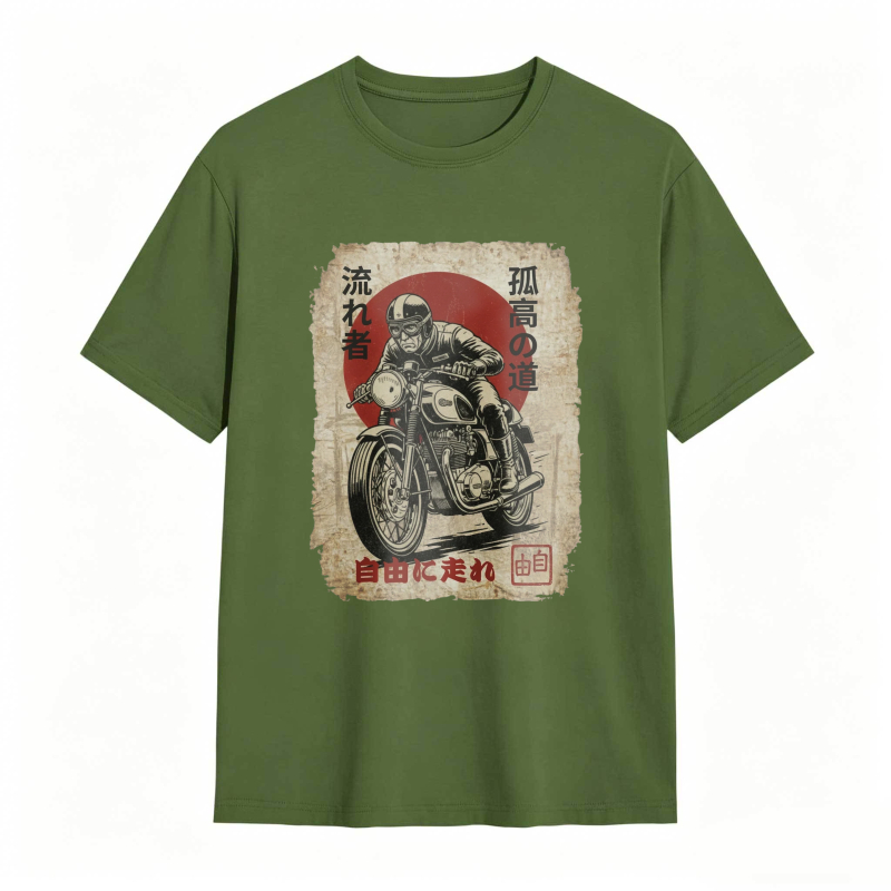 Japanese Motorcycle Rider Vintage Poster Design T-shirt