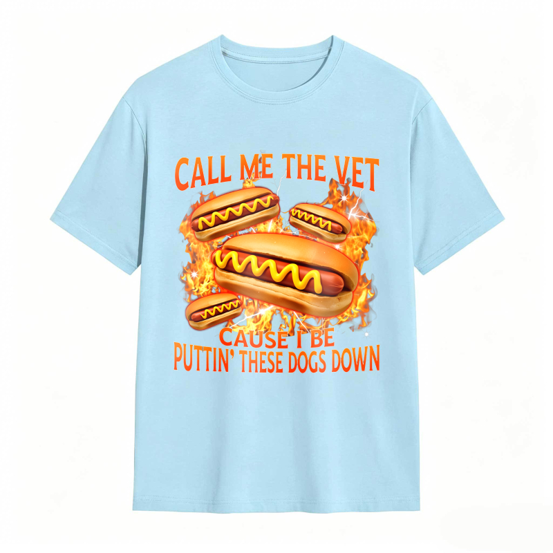 Funny Hot Dog Meme T-shirt With Call Me The Vet Phrase Perfect For Humor Fans