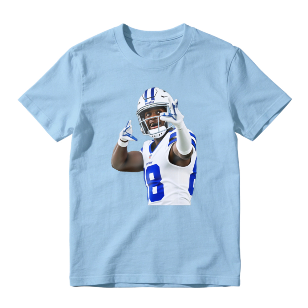 American Football Player Number 8 In White And Blue Uniform Celebrating Graphic T-shirt