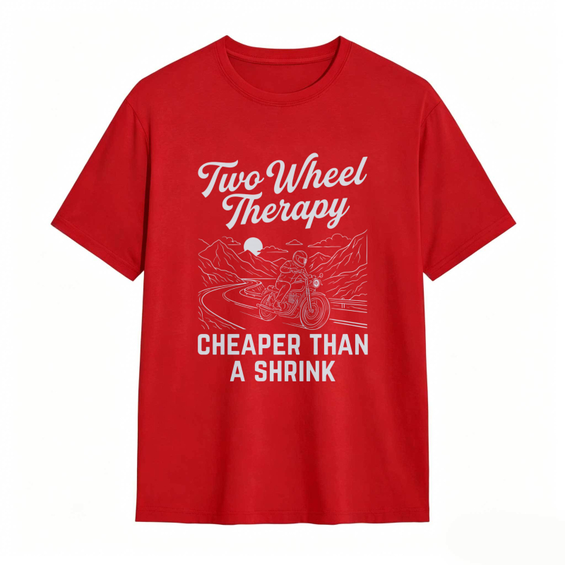 Two Wheel Therapy Motorcycle Mountain Scene Cheaper Than A Shrink T-shirt