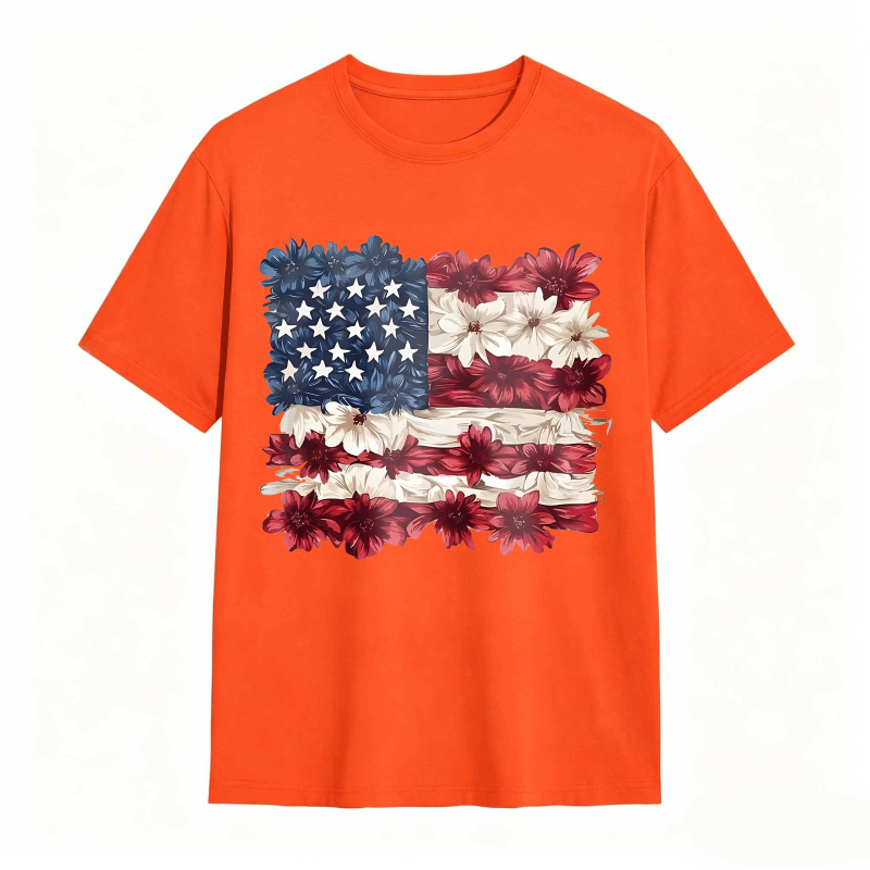 Floral American Flag Design T-shirt