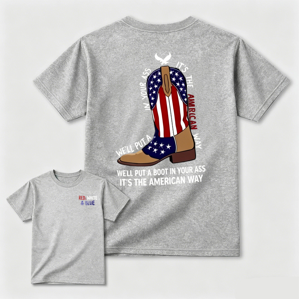 Eagle American Flag Cowboy Boots Graphic T-Shirt