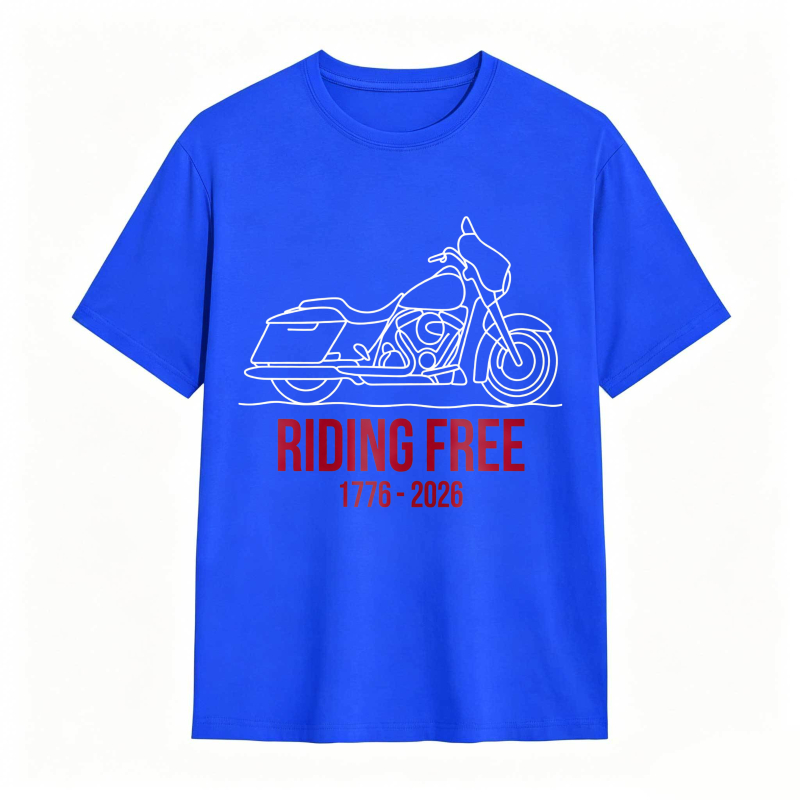 Motorcycle Riding Free 1776 2026 Unisex Classic T-shirt