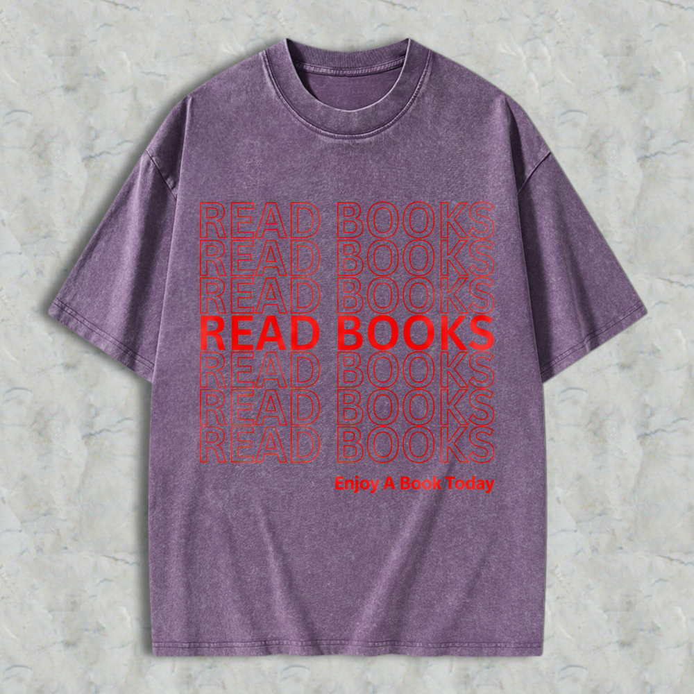 Wardrobecart Read Books Pattern Unisex Washed T-shirt