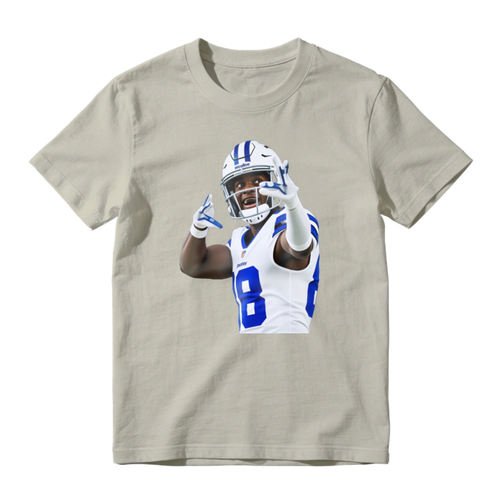 American Football Player Number 8 In White And Blue Uniform Celebrating Graphic T-shirt