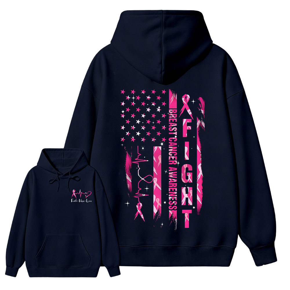 Women's Breast Cancer Awareness Graphic Hoodie with Pink Ribbon & "Empowerment" Design