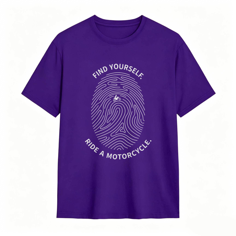 Fingerprint Design With Find Yourself Ride A Motorcycle Text T-shirt