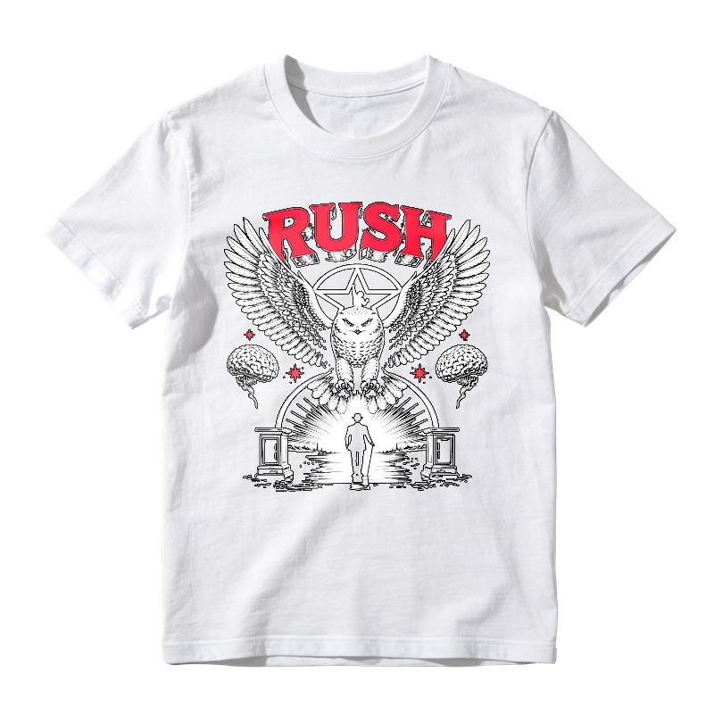 Rush Band Vintage Rock Owl Wings Pentagram Silhouette Unisex Classic T-shirt