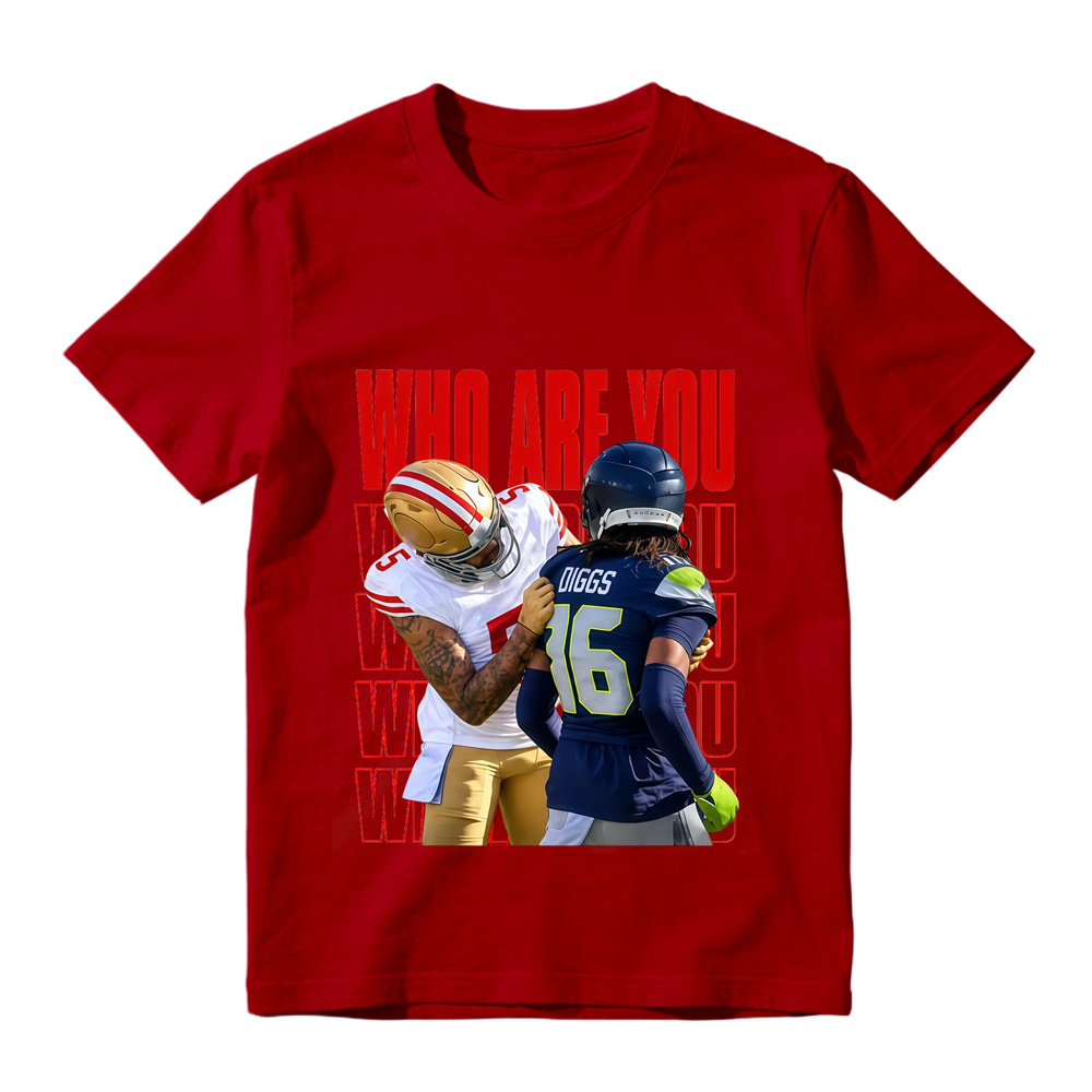 Who Are You Graphic Shirt, Football Rivalry Print Tee, Funny Game Day T-Shirt, Red Lettering Unisex Sports Fan Gift, Casual Top