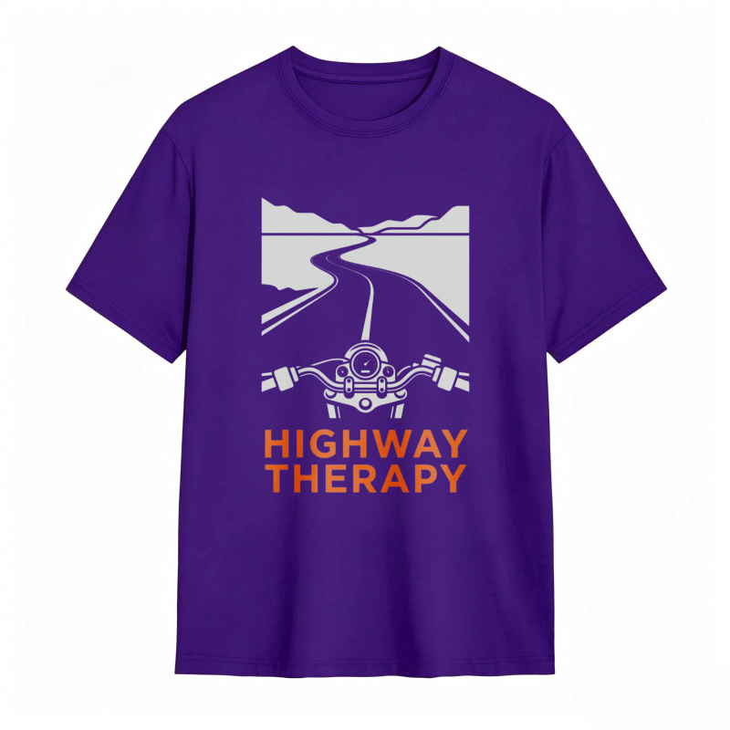 Highway Therapy Motorcycle Road Design T-shirt