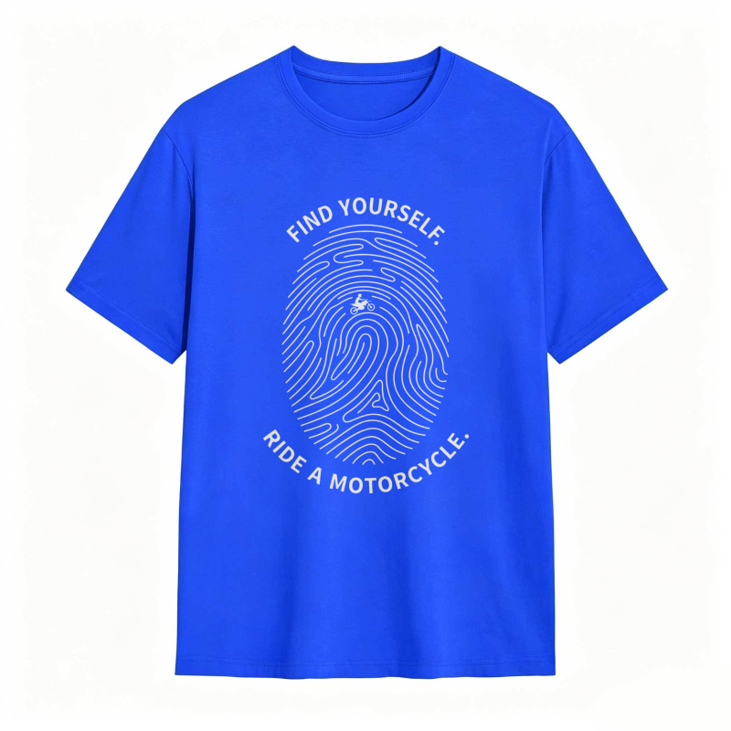 Fingerprint Design With Find Yourself Ride A Motorcycle Text T-shirt