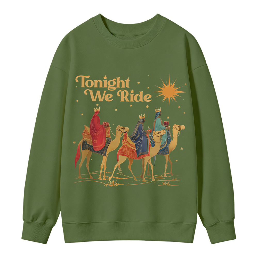 Retro Tonight We Ride Christian Christmas Sweatshirt, Three Wise Men Faith Graphic, Christian Holiday Gift, Vintage Religious Apparel