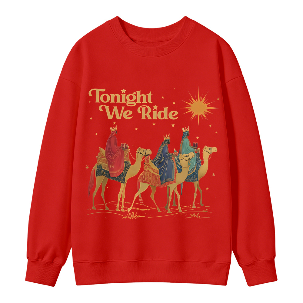 Retro Tonight We Ride Christian Christmas Sweatshirt, Three Wise Men Faith Graphic, Christian Holiday Gift, Vintage Religious Apparel