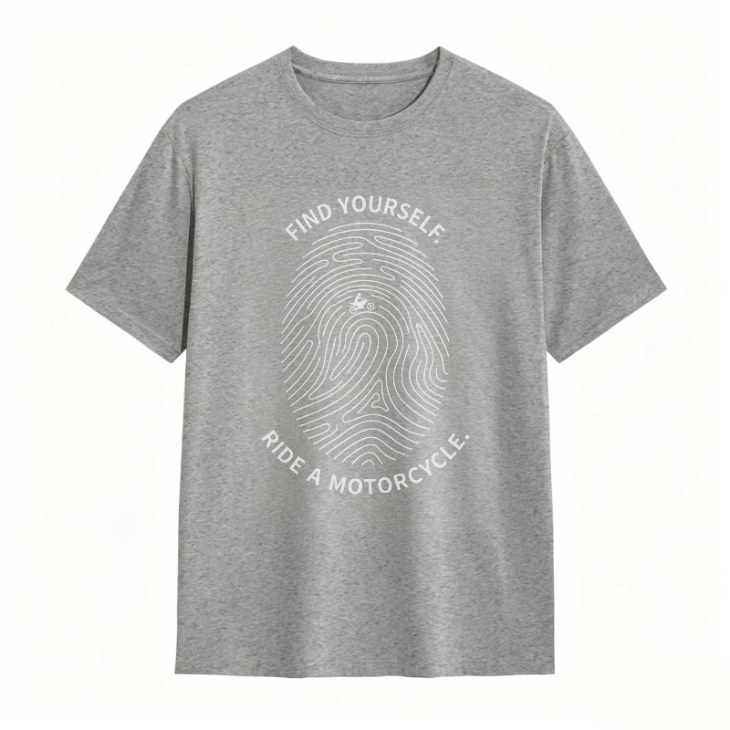Fingerprint Design With Find Yourself Ride A Motorcycle Text T-shirt